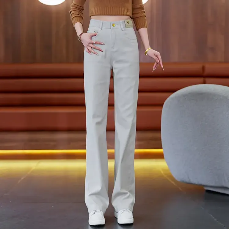 早秋直筒牛仔裤女款爆款2025新款女士垂感宽松显瘦薄款窄版阔腿裤