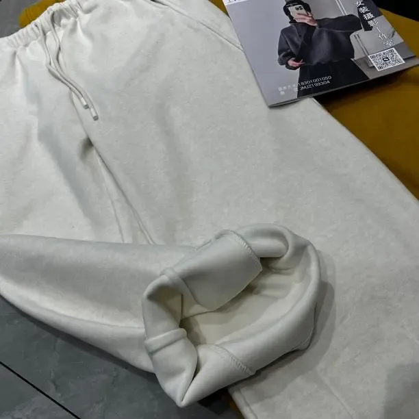 25831款日韩系加绒松紧腰抽绳阔腿裤女秋冬百搭舒适休闲裤