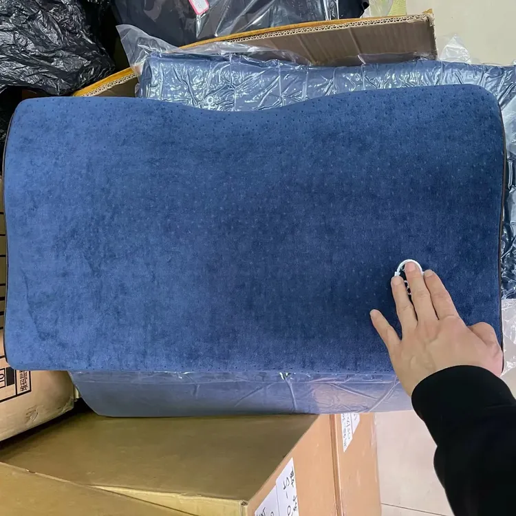 海浪记忆枕慢回弹深蓝护颈椎乳胶软枕芯助睡眠长途航行加高厚枕头