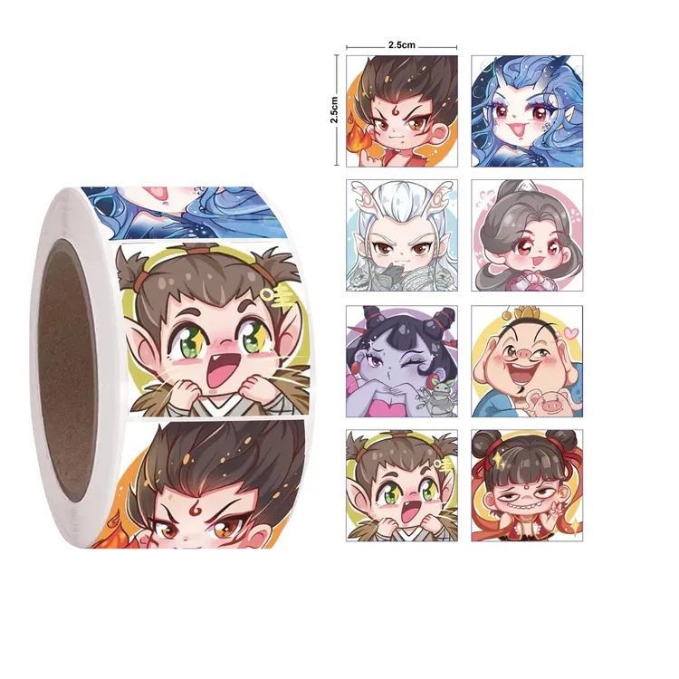 500张/卷哪吒2魔童闹海卡通卷卷贴纸手账装饰儿童玩具奖励手账贴