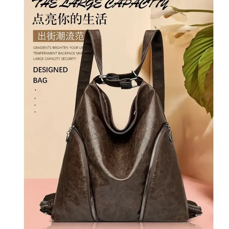 吉尼斯袋鼠2025年春季新款单肩百搭真皮质感休闲托特时尚斜挎手包