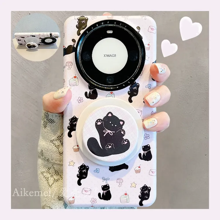 适用华为mate60pro+手机壳卡通可爱mate60少女心甜品蝴蝶结黑猫女