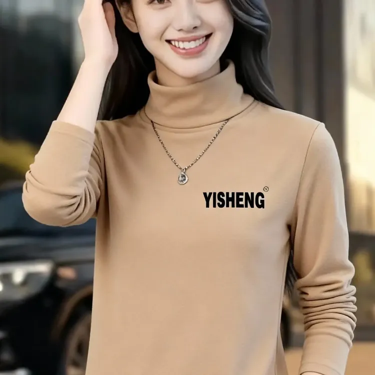 男士长袖t恤秋冬季双面德绒半高领加绒加厚保暖内搭打底上衣男装