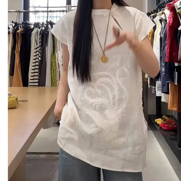 SU 新中式国风斜襟有袖上衣 H0360