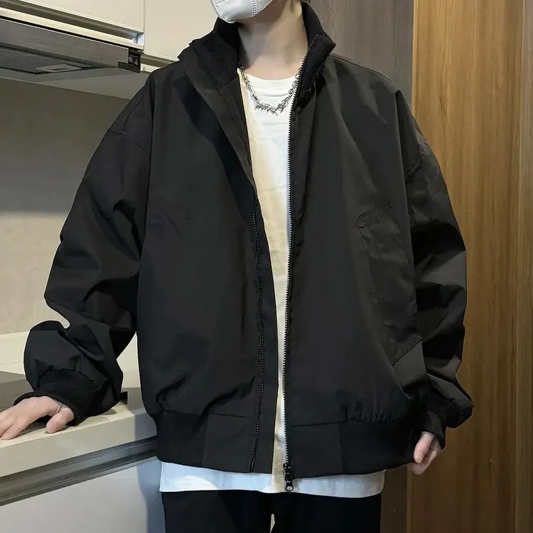 春秋季新款美式复古痞帅棒球服外套男生立领百搭宽松工装飞行夹克