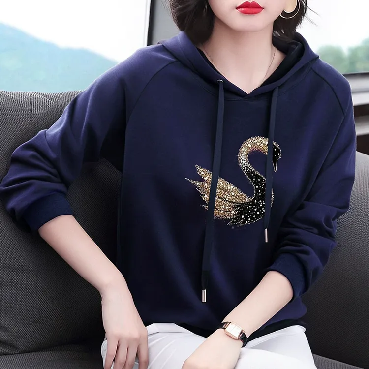 春装连帽卫衣女2025新款春秋薄款外套胖mm大码宽松韩版长袖上衣