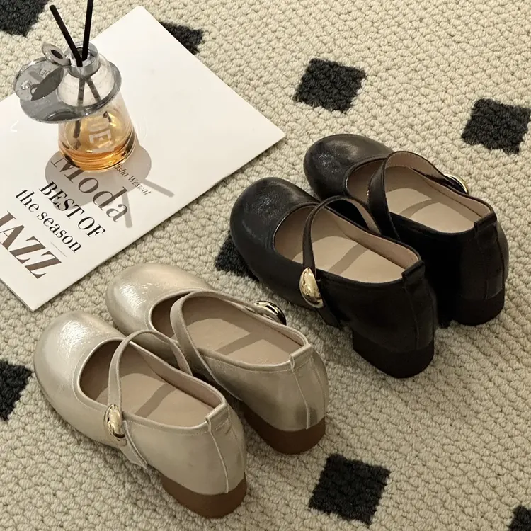 晚睡兰•内增高7cm法式复古风玛丽珍鞋女通勤舒适软底芭蕾舞鞋女