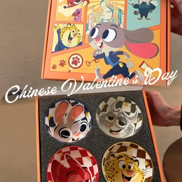 疯狂动物城四碗礼盒高温釉下彩米饭碗水果碗酸奶碗汤碗