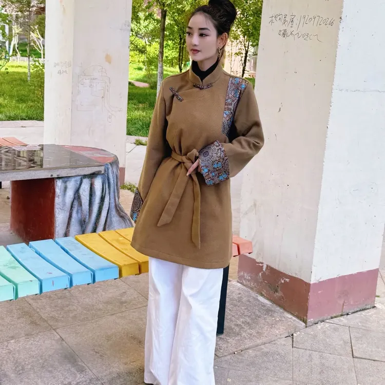 女款单层藏式外套夏秋藏服中式短款民族风复古上衣女士藏族服装