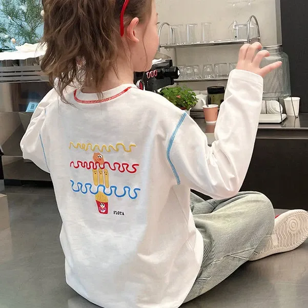 纯棉女童长袖T恤新款儿童春秋季打底衫上衣女孩宝宝洋气男童韩版t