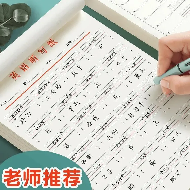 英语作业听写纸加厚英汉互译纸默写学生用可撕英文练习稿纸短语