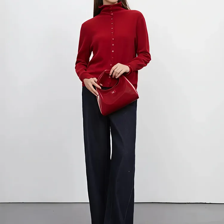 歌锦毛针织衫针织时尚秋冬季简约立领优雅针织衫百搭