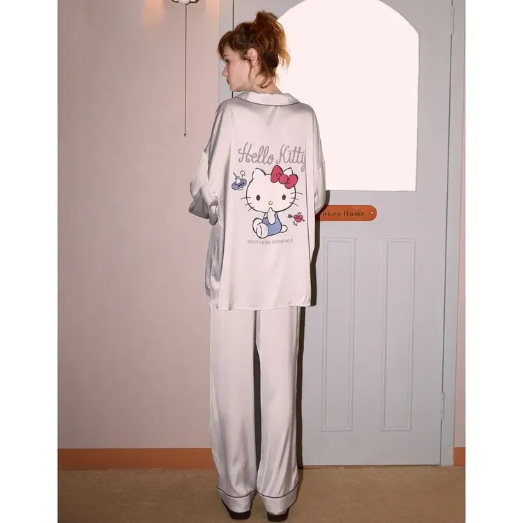 Gukoo/果壳同款睡衣女春秋款2024冰丝女士家居服套装女大睡衣