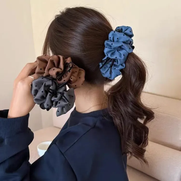韩版褶皱泡泡波点蝴蝶发夹2025新款后脑勺显发量蝴蝶结香蕉夹