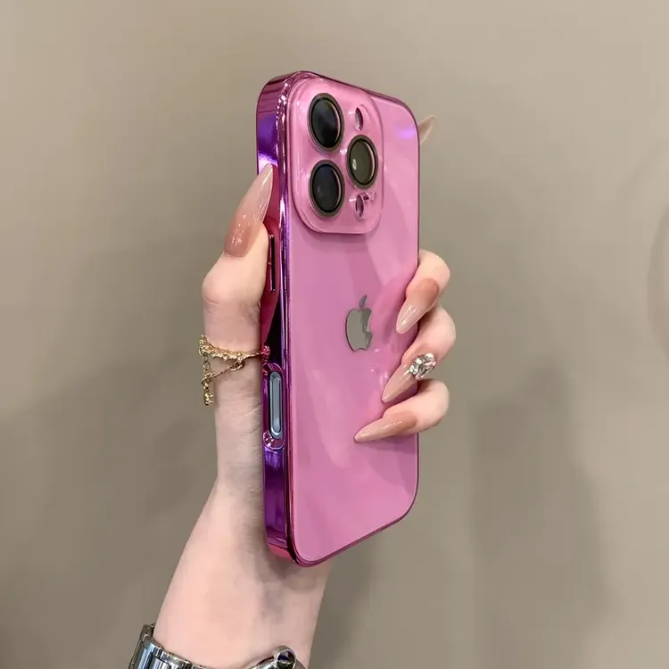 高级电镀玻璃镜头膜适用iPhone16手机壳15promax防摔14全包13网红