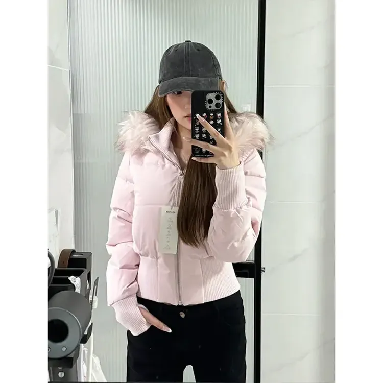 【全额运补】冬季新款超好看加厚保暖连帽棉服女美式复古时尚大毛领面包服外套