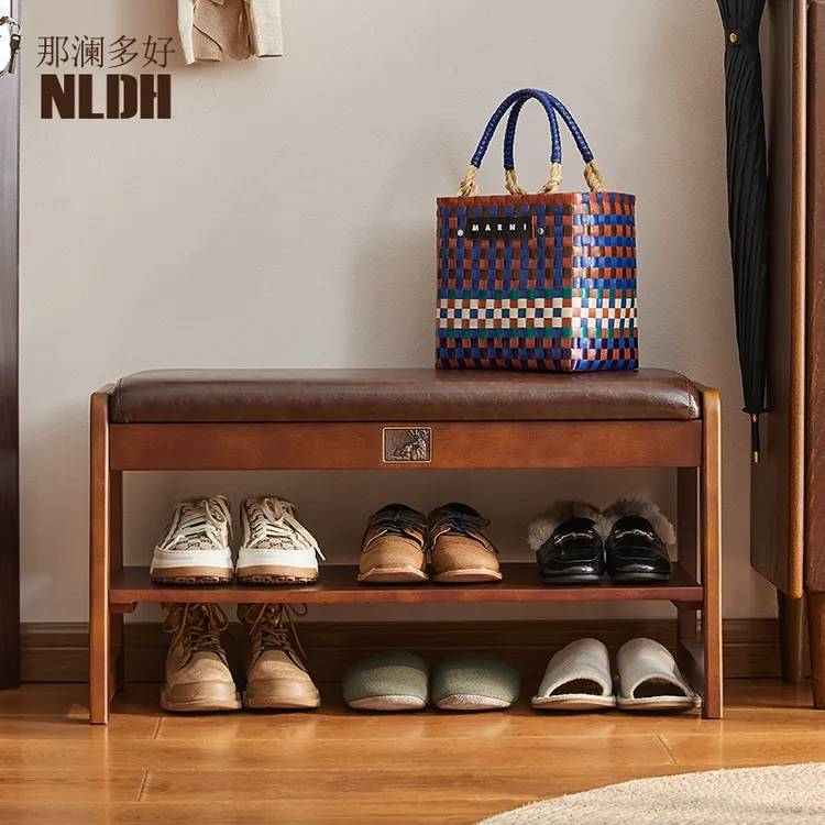 实木入户门换鞋凳轻奢感鞋柜坐凳一体家用可坐储物长条沙发凳