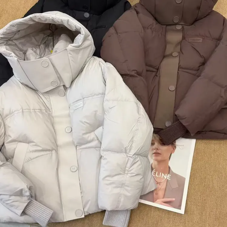 2025欧货高定款加厚泡芙款肯豆风连帽短款白鸭绒韩版宽松保暖外套