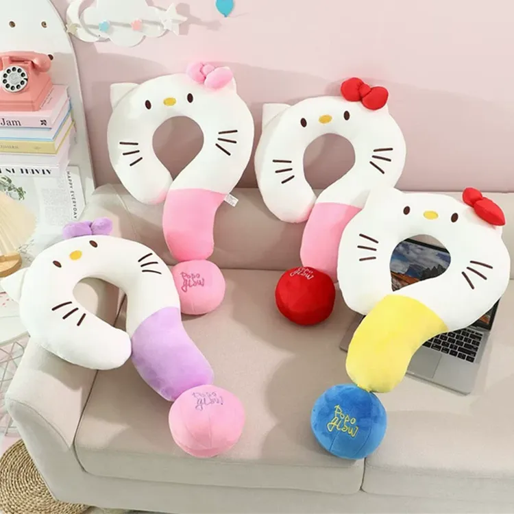 可爱创意hellokitty问号颈枕抱枕办公室午睡枕头沙发靠垫靠枕gh
