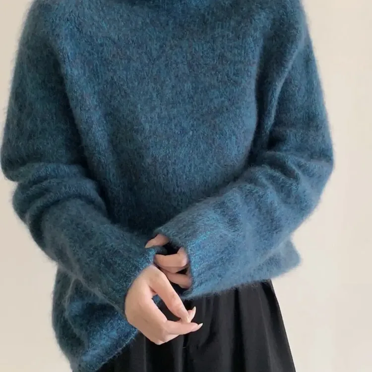 西西专属羊毛拉毛工艺女士打底衫花纱加厚款宽松毛衣