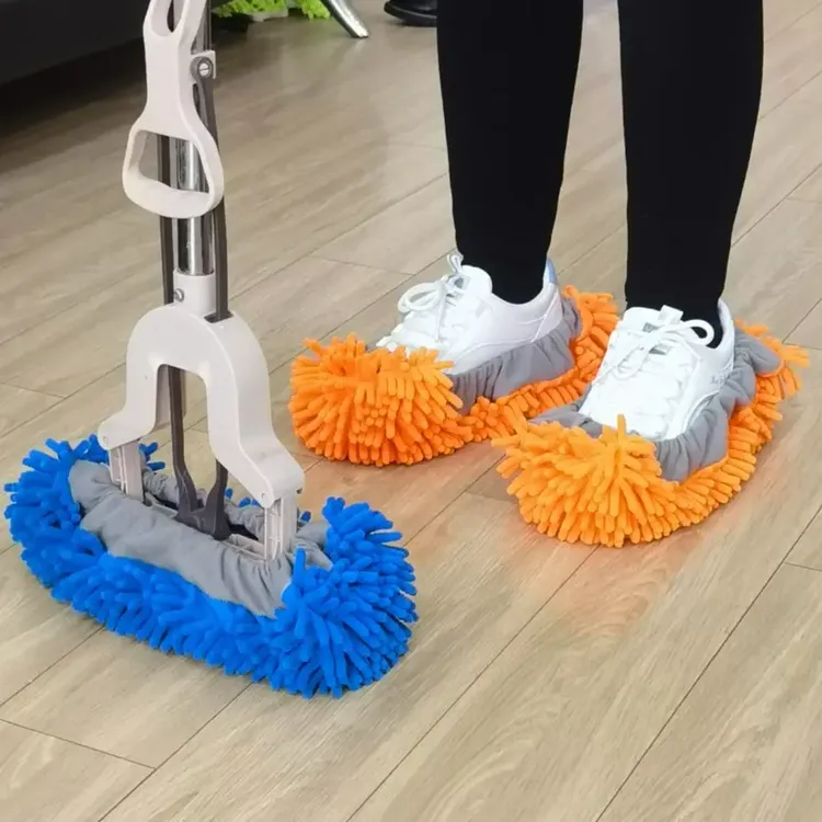 【拍1发4只】雪尼尔擦地拖鞋可拆洗懒人鞋套家务鞋套好帮手拖地神器