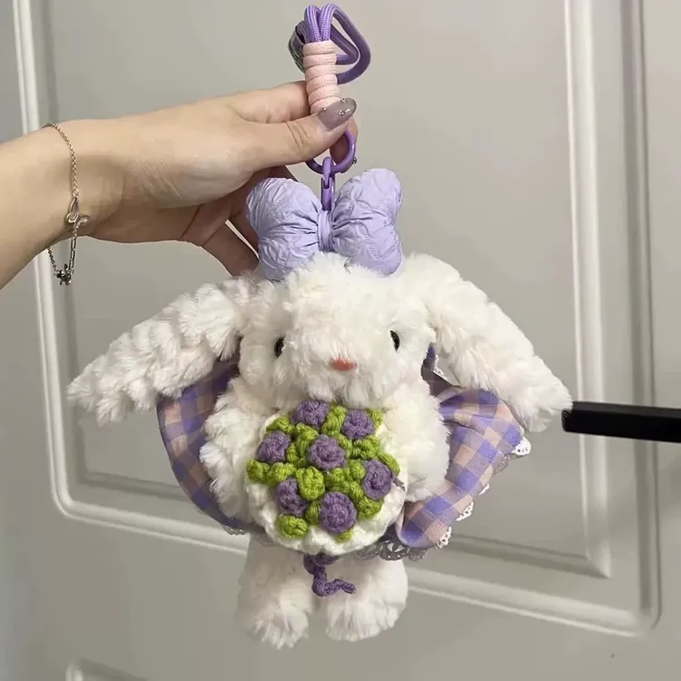 海盐蓝玫瑰裙公主垂耳兔子包挂件卡通毛绒可爱玩偶钥匙扣送礼物LW