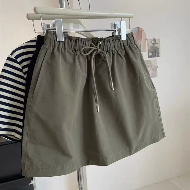 美式复古运动休闲a字工装半身裙女夏季防走光高腰百搭降落伞裤裙