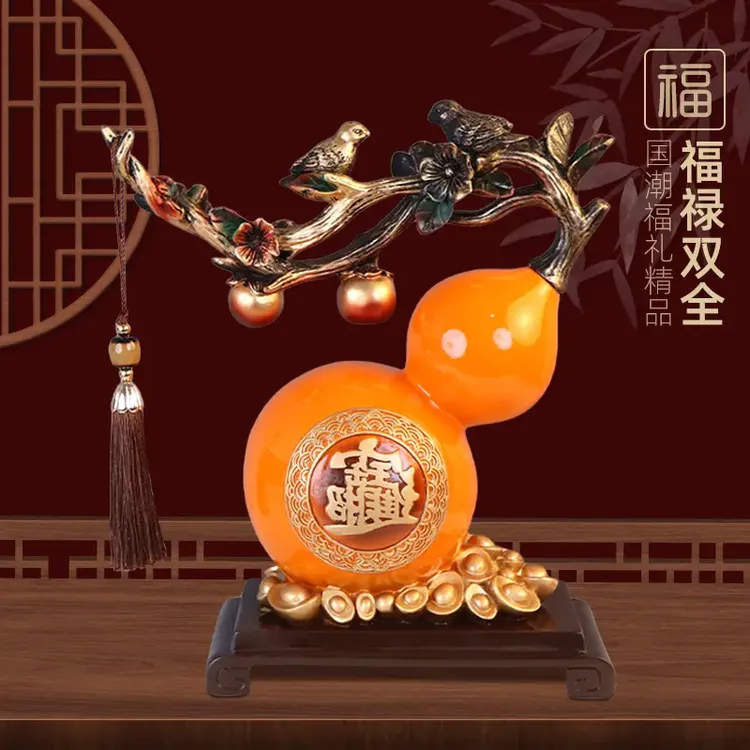 新中式客厅玄关电视柜酒柜装饰品高档百福乔迁新居葫芦摆件送礼物