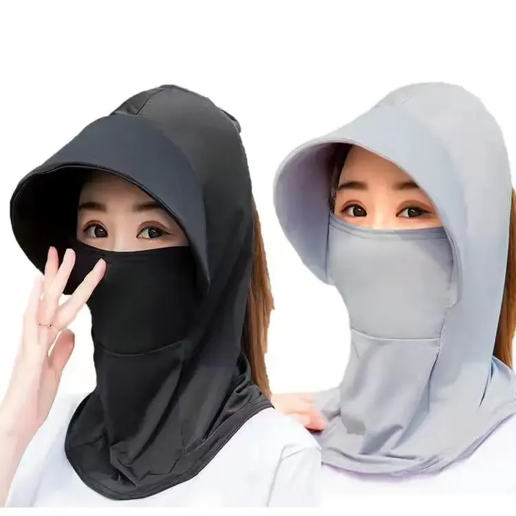 户外遮阳帽冰丝防晒帽遮脸遮颈一体帽子女大帽檐轻薄透气防风防尘