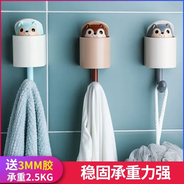 松鼠挂钩强力粘胶壁挂免打孔创意可爱钥匙收纳置物架门后墙壁粘钩