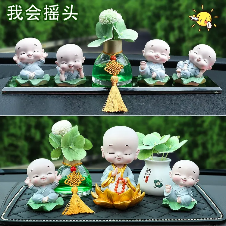 车载香薰摆件高档创意男士专用品可爱汽车内香水小和尚车上装饰品