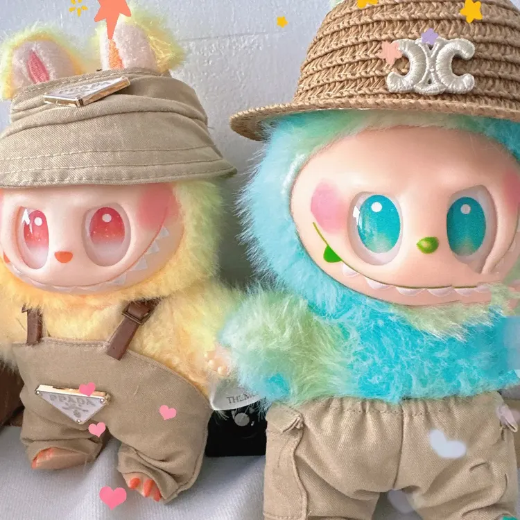 一二三代Labubu衣服17-20厘米拉布布娃衣套装工装裤短裤套装可爱