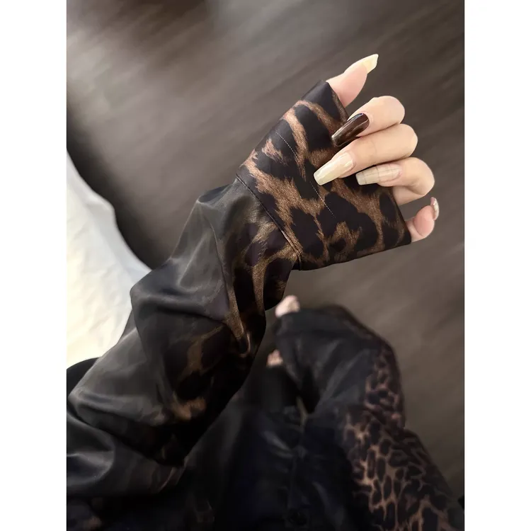 法式轻奢高级感豹纹睡衣女春秋新款宽松休闲大码家居服套装可外穿