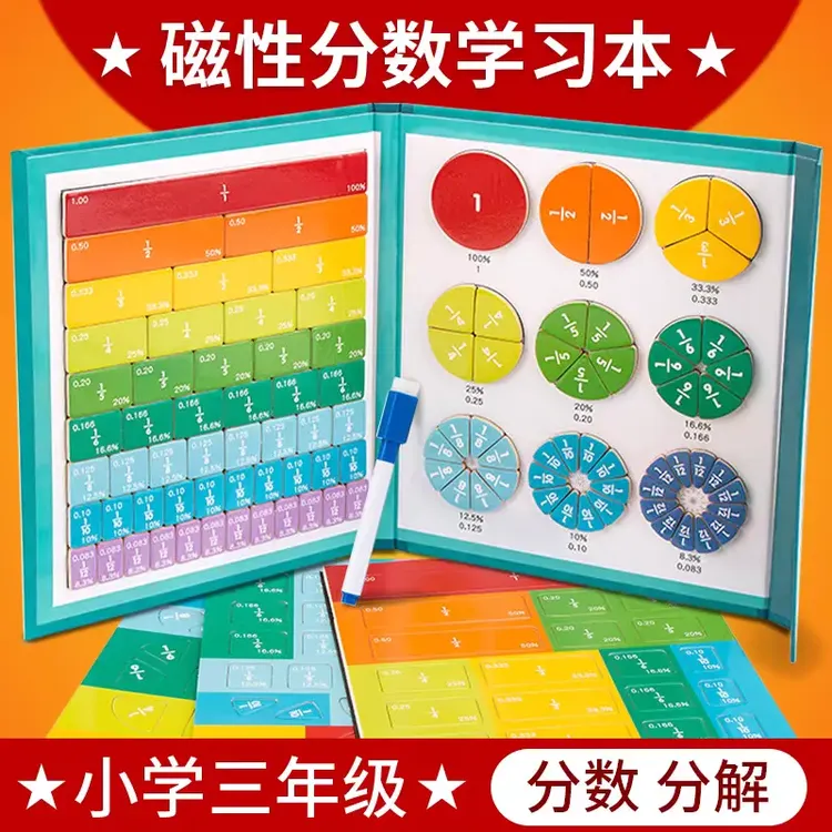 【小学老师推荐！/豪华版103件套】磁吸分数盘教具三年级磁性分数