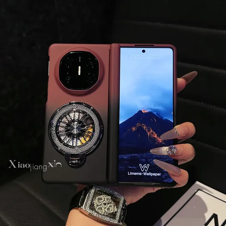 适用于MateX6个性创意X5渐变肤感手机壳5折叠全包带支架