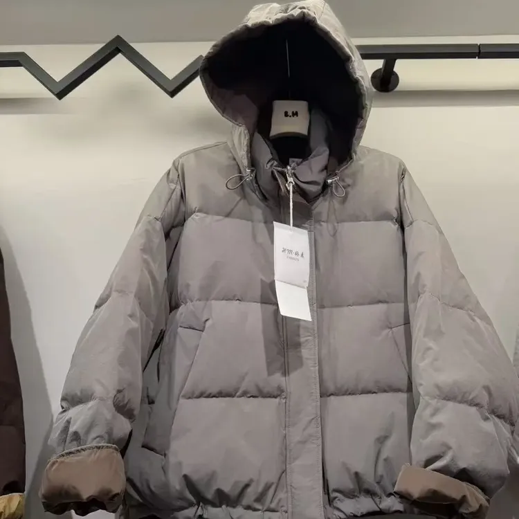 冬季加厚连帽短款白鸭绒羽绒服保暖百搭
