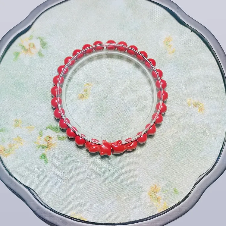 含辰砂工艺品高含量帝王砂年年有鱼转运手串6mm转运珠