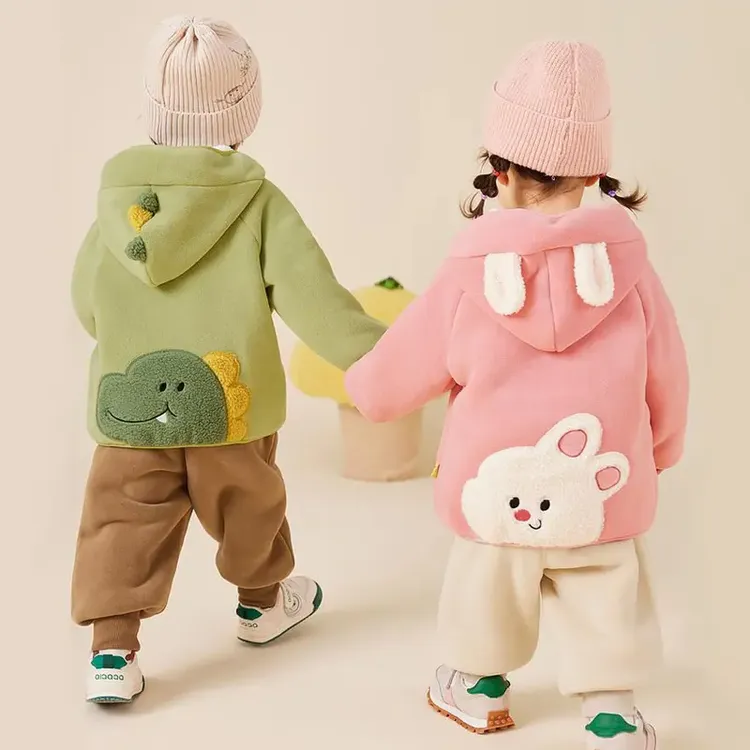 儿童奥粒绒加厚外套宝宝卡通衣服2025新款童装小童秋冬加绒上衣潮