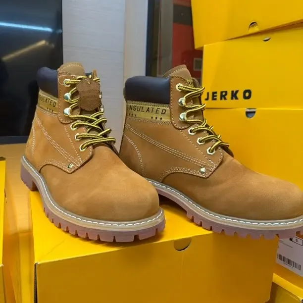 头层牛皮增高中帮英伦风男女款户外秋冬大黄靴