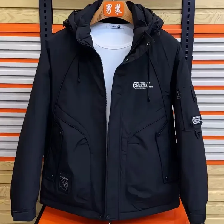 男士冬季连帽加厚保暖工装休闲棉服外套时尚百搭