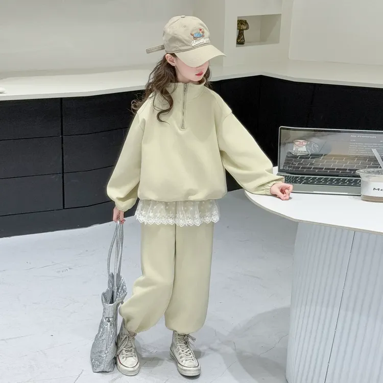 女童运动套装2025新款中大童洋气时髦卫衣卫裤休闲两件套女孩春装