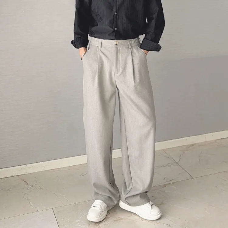 朱渣渣裤高级感直筒休闲裤西裤男垂感小西裤阔腿裤子宽松潮牌韩版