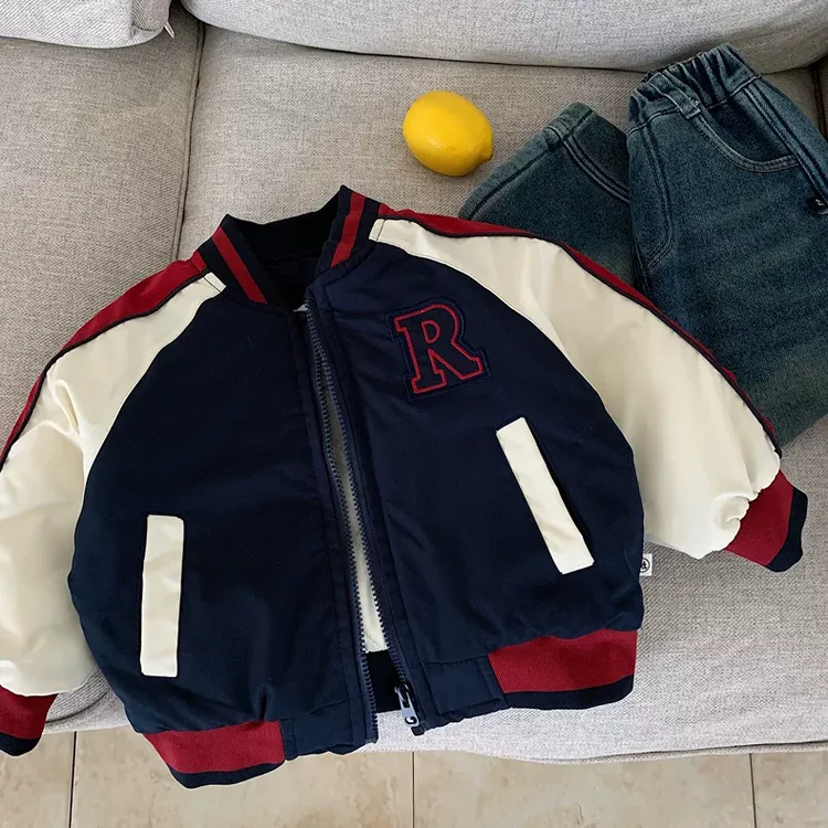 童装儿童夹棉外套2025冬男童潮酷棒球服宝宝小童休闲棉衣棉服