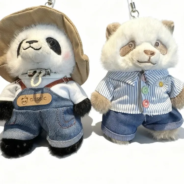 熊猫花花包包挂件七仔骨架可动毛绒公仔成都熊猫基地正品12cm