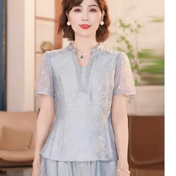 年轻妈妈夏季套装女装中国风休闲短袖时尚套装夏装休闲风复古时尚