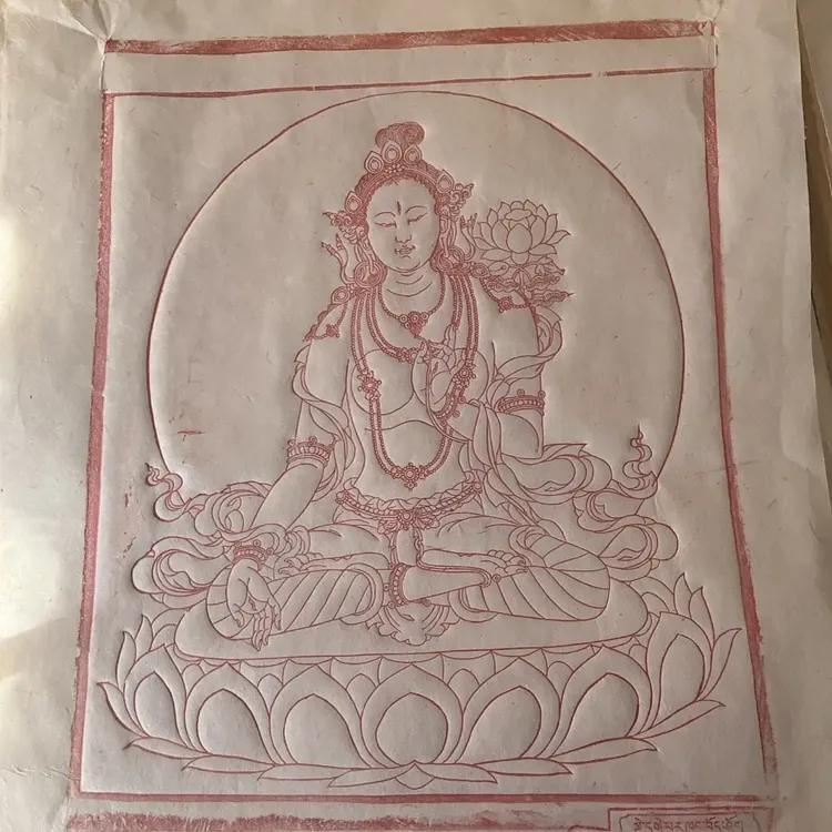 德格手工藏纸拓印白度姆小尺寸35。  30