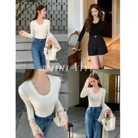 【韩女法则】<YiYiii>小个子法式针织上衣优雅时尚百搭长袖针织衫