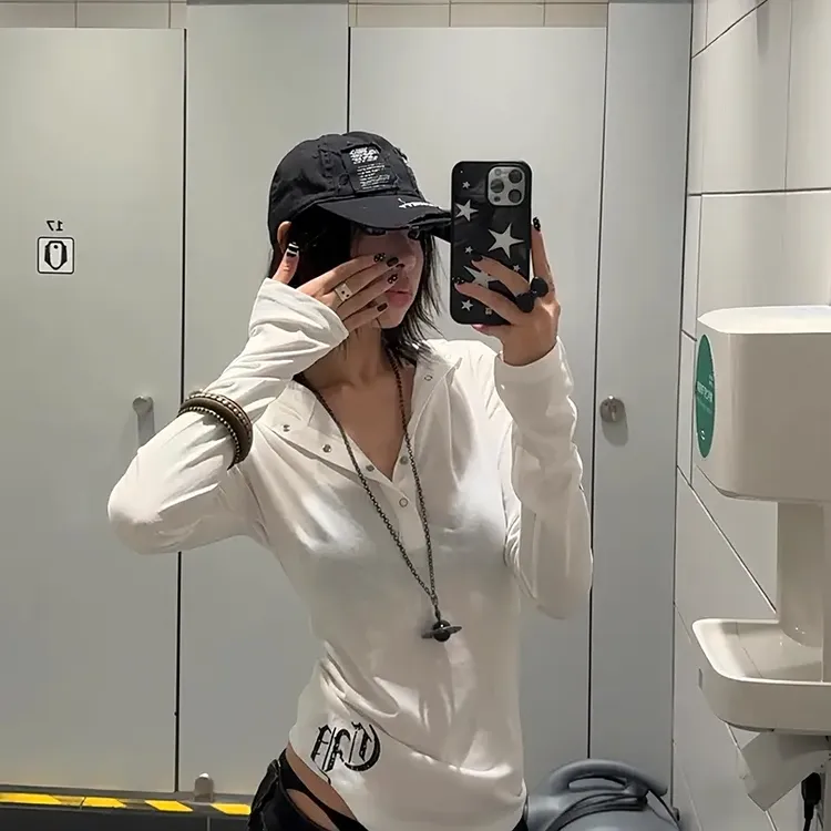 夏季美式长袖连帽T恤哥特风微透防晒罩衫修身显瘦百搭薄款上衣女