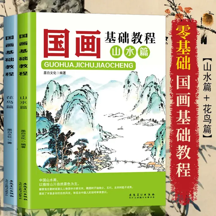 国画入门花鸟山水篇零基础美术画基础教程书写意底稿临摹范本画册