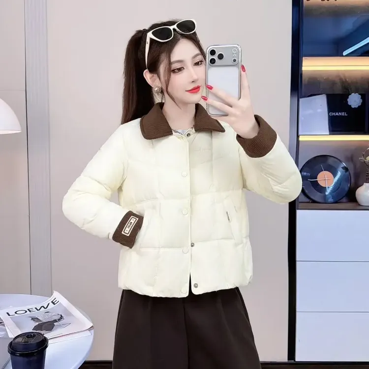 YRM袖口字母标2025冬季新款轻薄保暖时尚百搭显瘦洋气短款棉服980